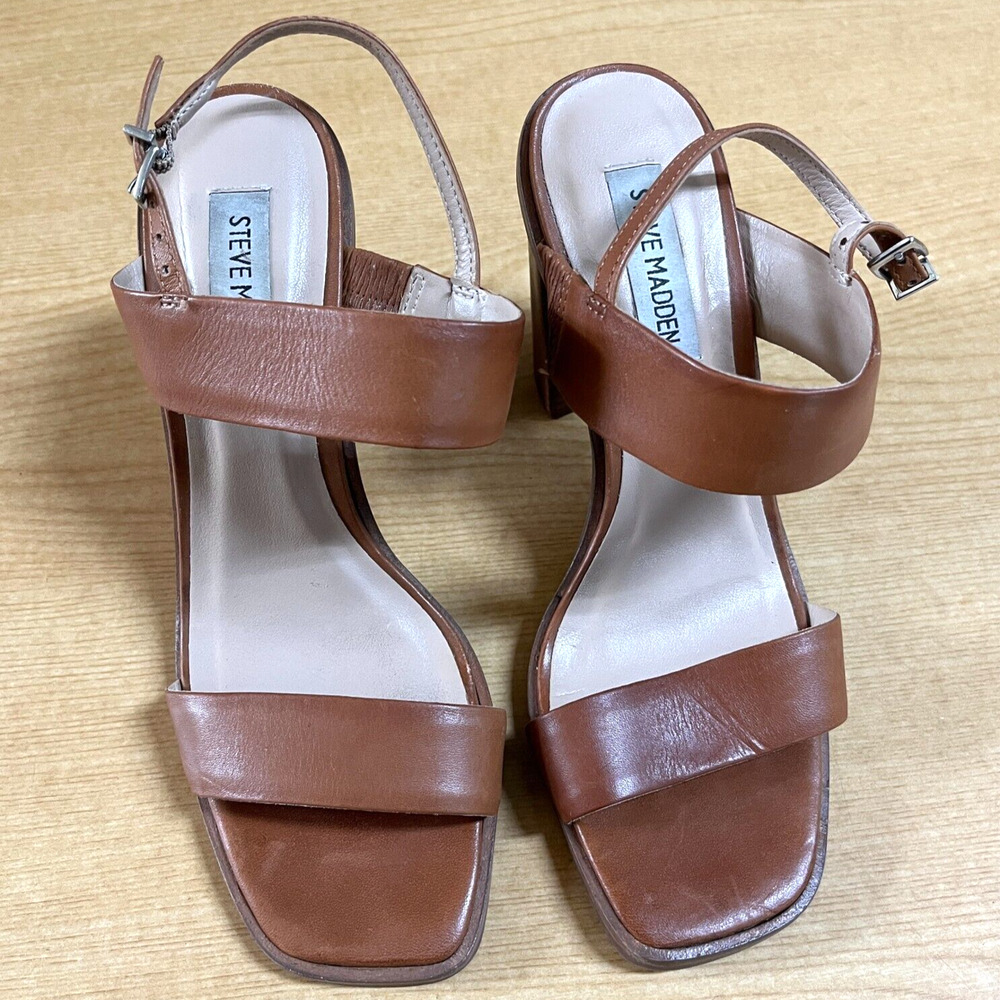 Steve Madden Slingback Heel- Irelyn Cognac Leather Size 7M